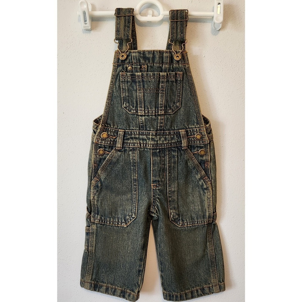 Oshkosh Bogosh Children's Denim Bibs Overalls Brown Undertones sz 12 Months